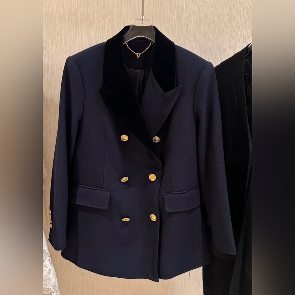 Luxury Navy Double-Breasted Women's Blazer